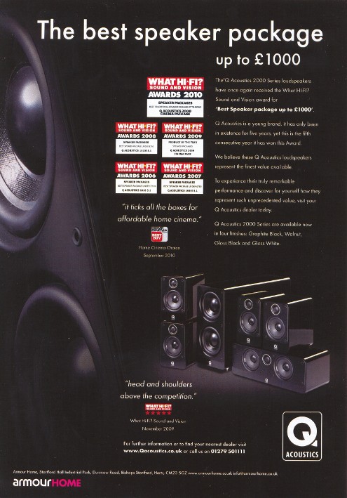 Q Acoustics 2000 Cinema Pack - What Hi-Fi? Sound & Vision. Awards 2010