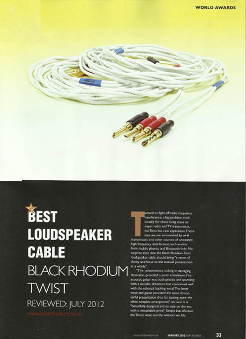 Black Rhodium TWIST кабель года по признанию HiFi World Black Rhodium TWIST кабель года по признанию HiFi World